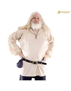 Camisa viking de algodão modelo Aventureiro, cor branca...