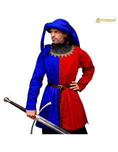 Casaco medieval de lã dos séculos XIV-XV modelo Houppelande