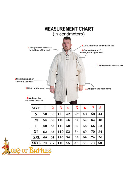 Gambesão medieval acolchoado tipo 3...