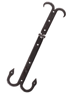 Dobradiça de baú medieval, aço forjado à mão