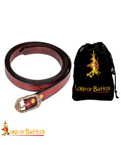 Cinto artesanal medieval de fantasia em relevo, cor bordô 2