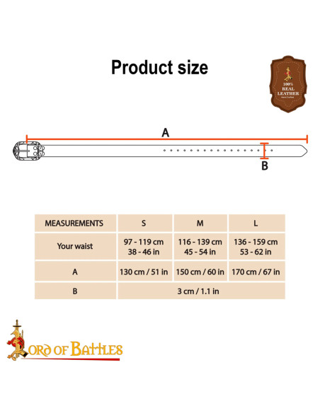 Cinto medieval em couro com design de...