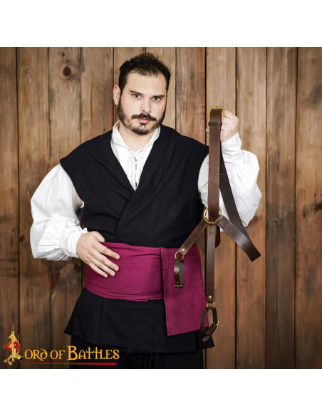 Tahalí medieval em couro para...