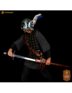 Tahalí medieval em couro marrom para pendurar espada, mão... 2