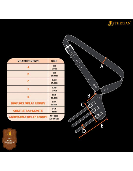 Tahalí medieval em couro marrom para...