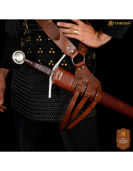 Tahalí medieval em couro marrom para...