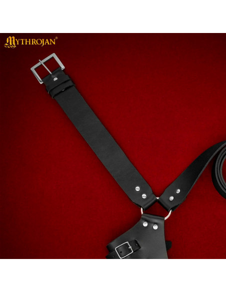 Tahalí medieval em couro preto para...