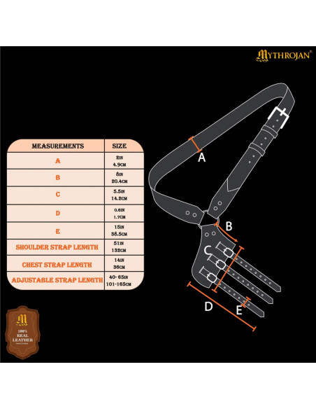 Tahalí medieval em couro preto para...
