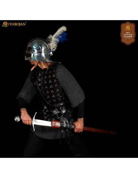 Tahalí medieval em couro preto para...