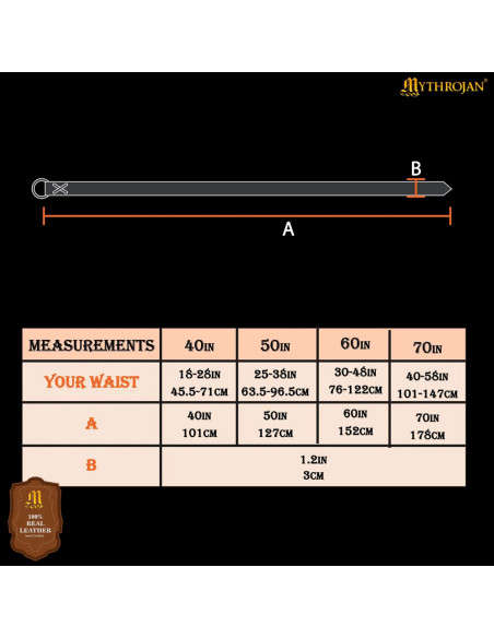 Cinto vikingo de couro preto com...