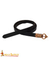 Cinto medieval Sajão fivela em bronze, couro preto