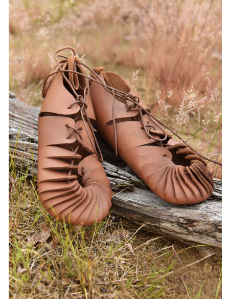 Sandálias romanas de couro marrom,...