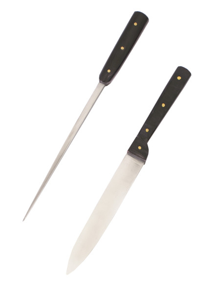 Faca de mesa medieval com punção, aço...