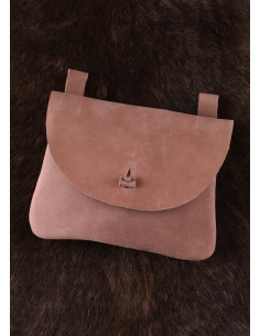 Bolsa de couro com passantes para cinto, formato quadrado