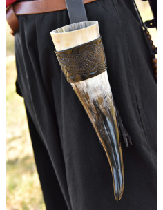 Tahalí para chifre design de dragão em relevo, marrom