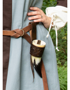 Tahalí para chifre design de dragão em relevo, marrom 2