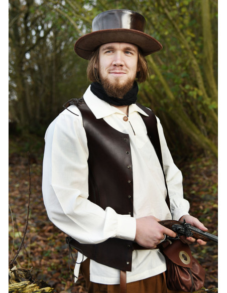 Chapéu medieval de couro com aba...