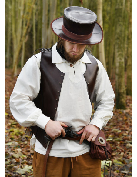 Chapéu medieval de couro com aba...