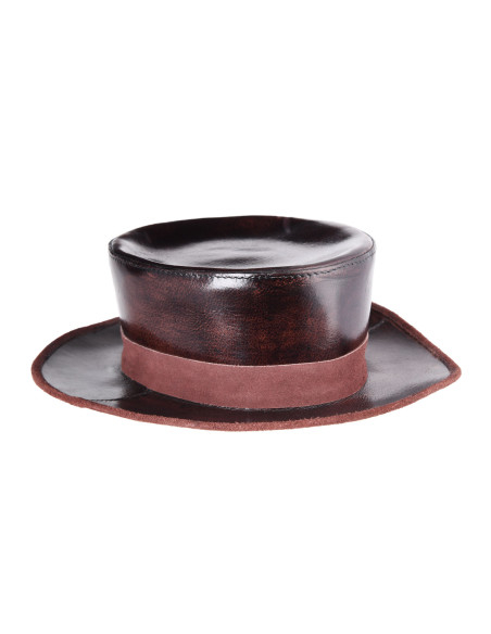 Chapéu medieval de couro com aba...