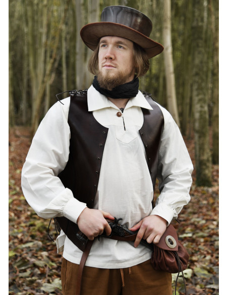 Chapéu medieval de couro com aba...