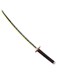 Katana Tanjirou Kamado fogo de Demon Slayer em Bambu com LED 2
