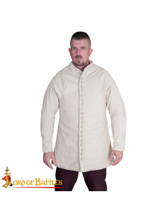 Gambesão medieval acolchoado tipo 6 com frente abotoada,...