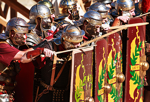 Legionarios romanos en formación