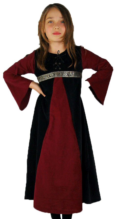 Vestido medieval niña piccola donna rojo-negro
